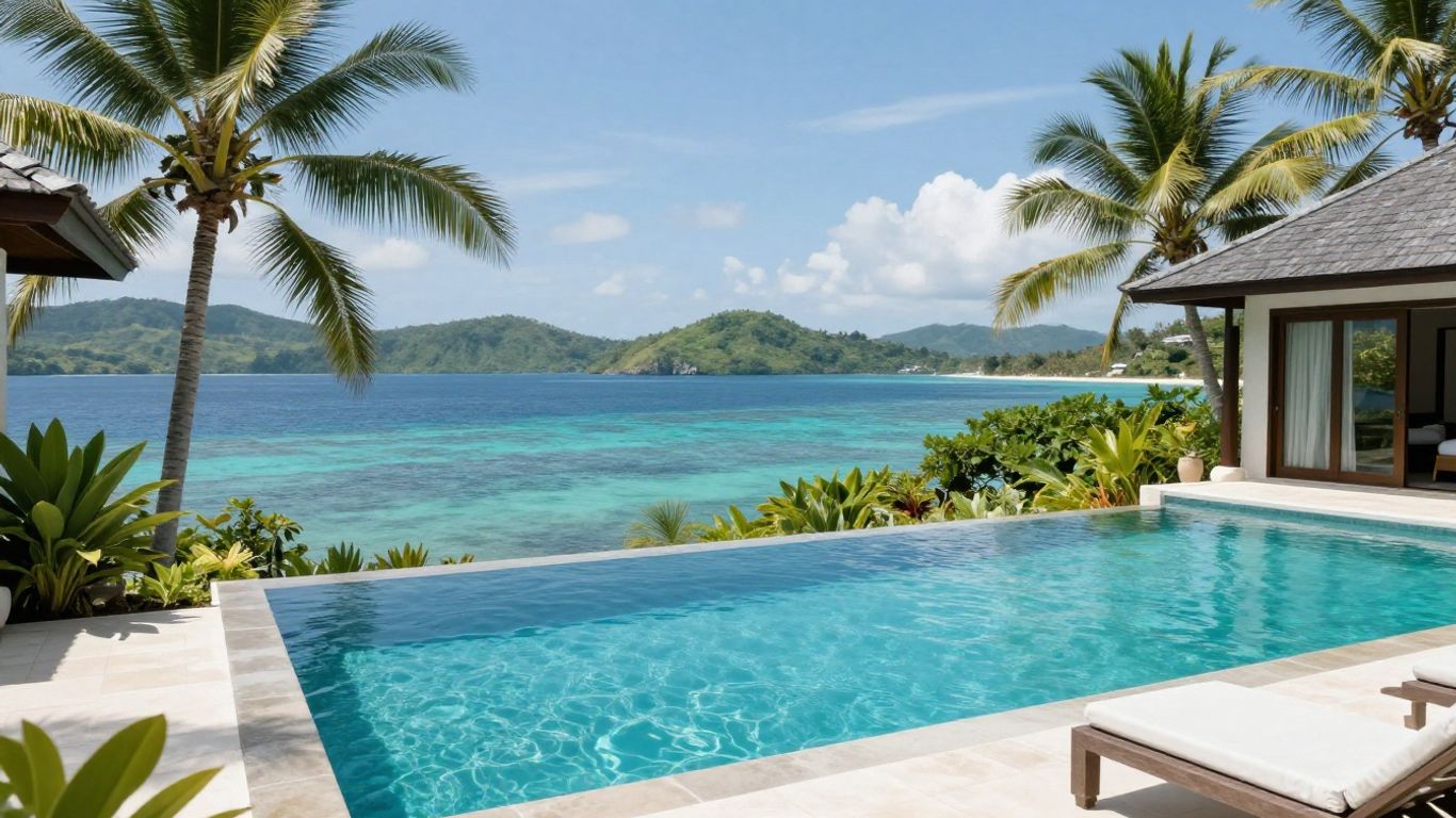 Luxury villa overlooking turquoise waters in East Nusa Tenggara.